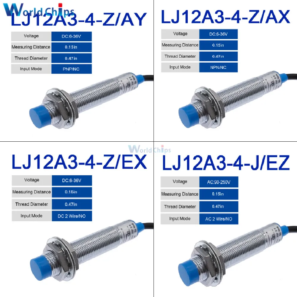 

LJ12A3-4-Z/AX AY EX Inductive Proximity Switch LJ12A3-4-J/EZ Metal Inductor Sensor Detection PNP/NPN NC DC/AC 2 Wire NO DC6-36V