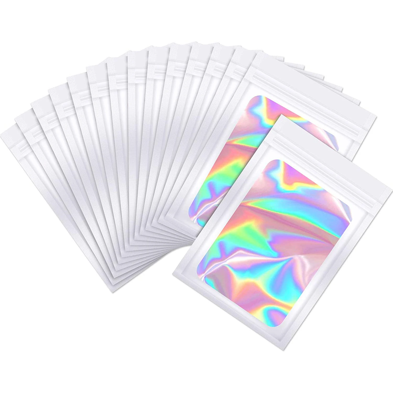 50pcs/lot Thicken Ziplock Bags Holographic Laser Color Plastic Pouch For DIY Jewelry Retail Storage Pouch Zip Lock Bag NO Hole
