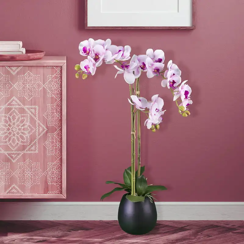 

Sales 32" Artificial Pink Orchid in Decorated Embossed Ceramic Pot