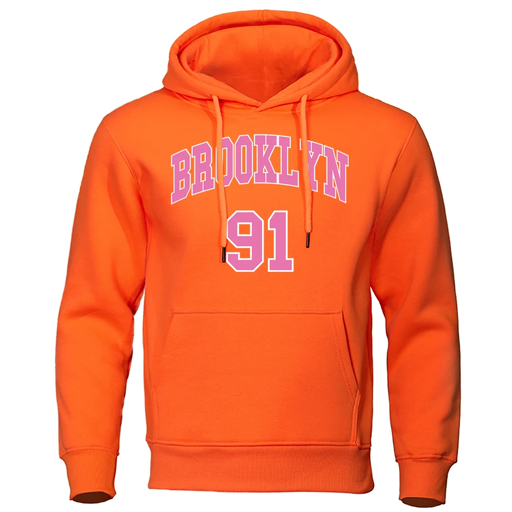 

Brooklyn 91 Pink Street Letter Printed Sweatshirt man Brand Hoodies Oversize Soft Clothes Heavyweight Casual Pullovers