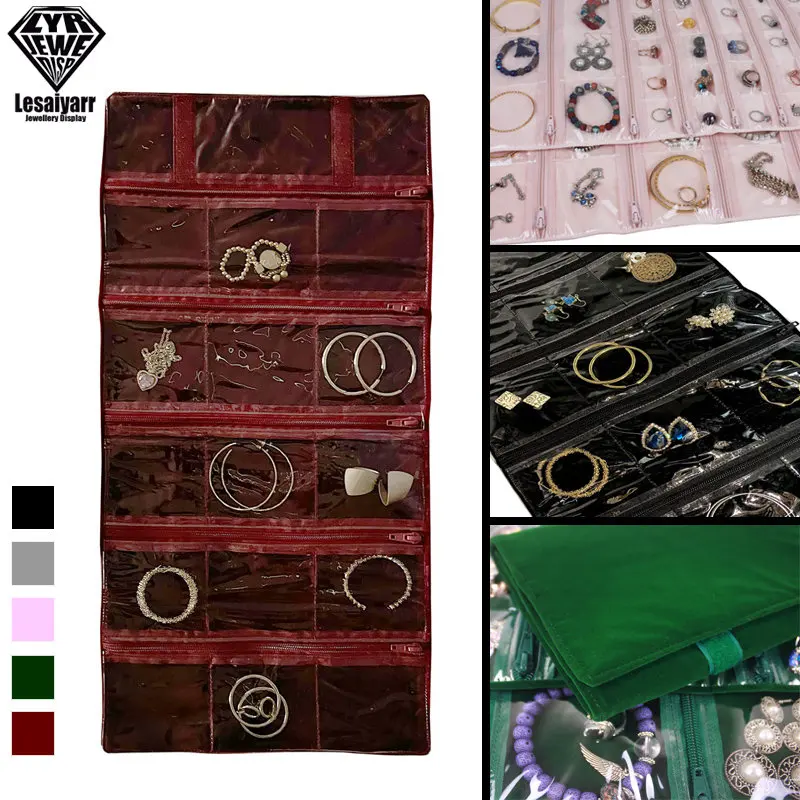 Бархатная дорожная сумка для ювелирных украшений чехол рулон сетчатый