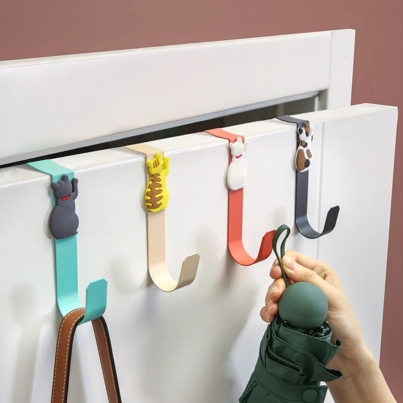 1 шт. милый крючок для хранения в форме кошки на заднюю дверь кухонного шкафа