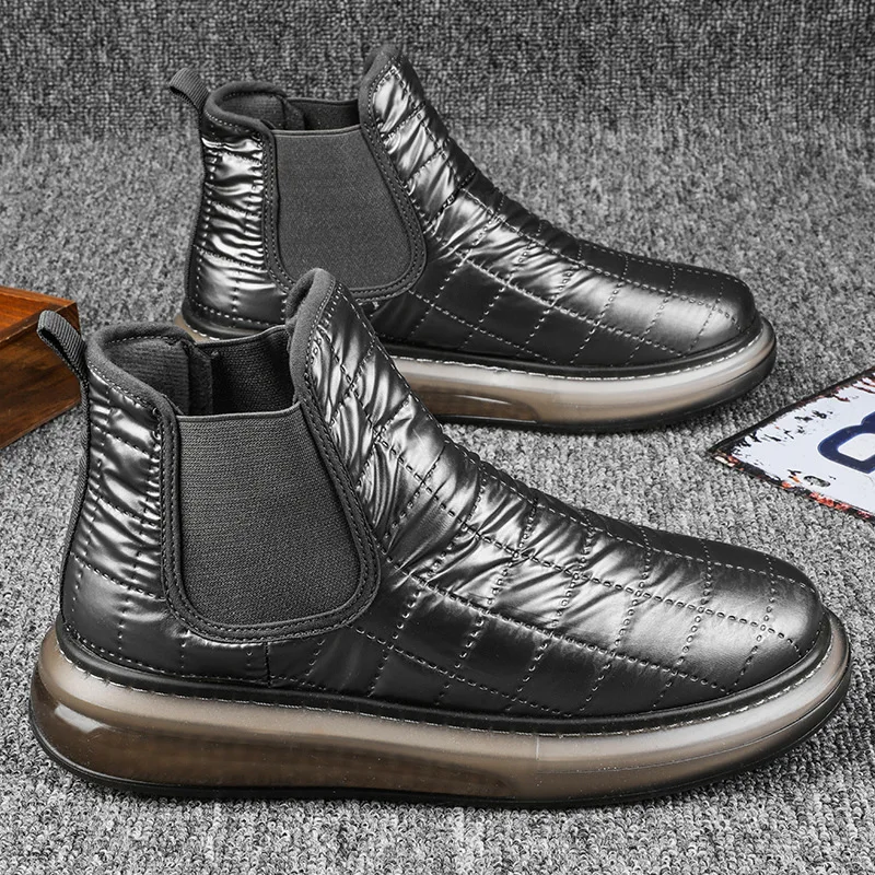 

Водонепроницаемые зимние ботинки; Мужские Нескользящие теплые меховые ботильоны на толстой подошве; Модная теплая хлопковая обувь для мужчин