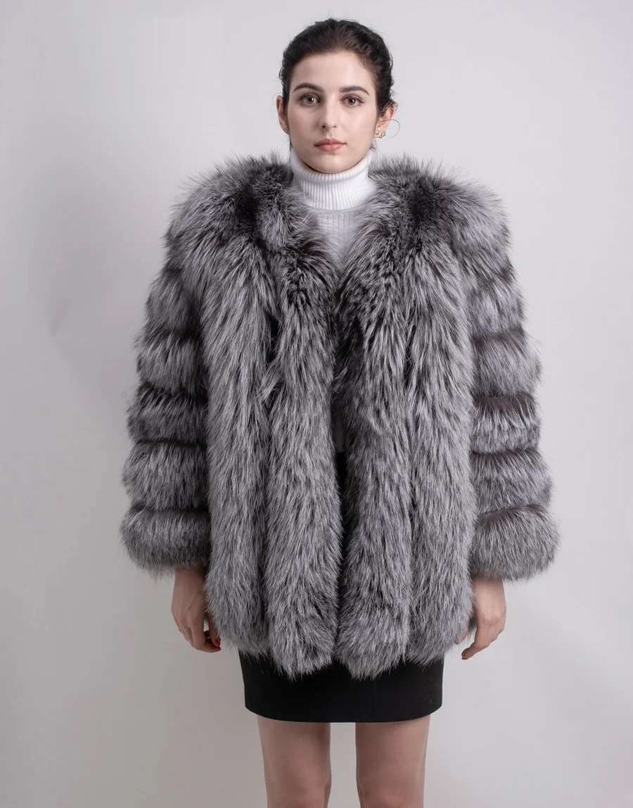 High Quality Women Winter Real Fox Fur Coat Natural Plush Fox Fur Jacket Ladies Fashion Big Fur Long Sleeve Outerwears New Warm