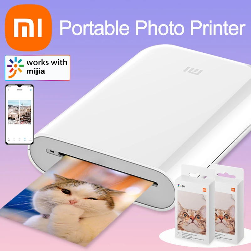 

Xiaomi Mijia AR Printer 300dpi Portable Photo Mini Pocket With DIY Share 500mAh picture printer pocket printer With Print Paper