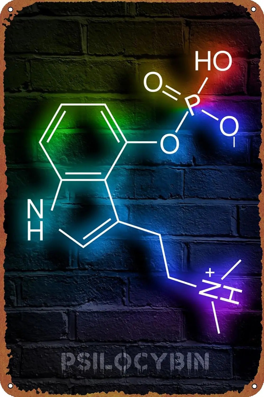 Pslocybn молекула неоновый Tn Sgn Ретро Metl Moe постер rt Wll домашний декор 8x12 nches