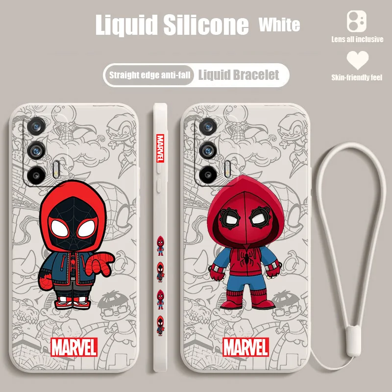 

Marvel Cute Spider-Man For OPPO Realme Q5i Q3S GT NEO 3T 2 Master XT X7 X2 V23 C30 C21Y C11 Liquid Left Rope Phone Case