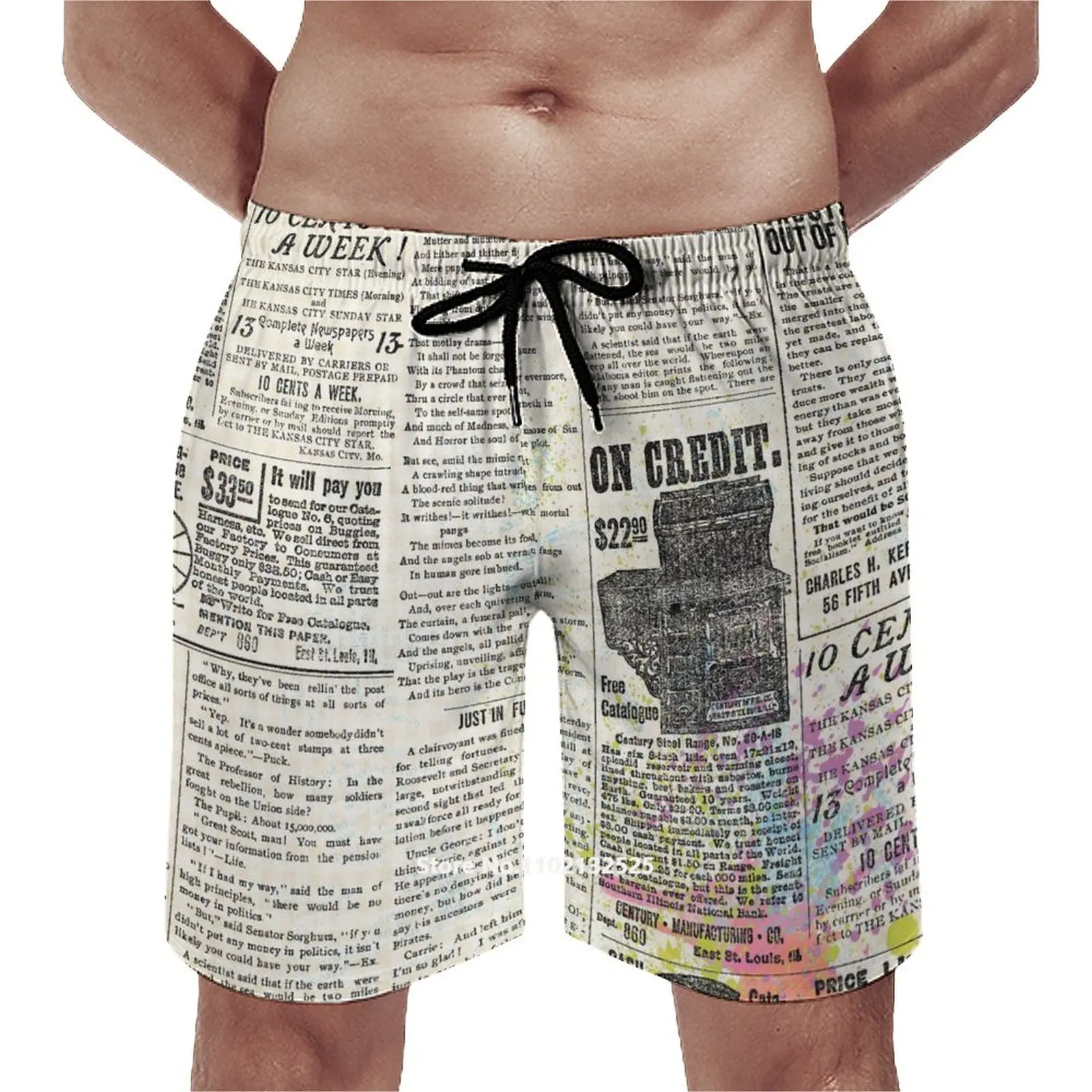 

Мужские пляжные шорты с 3D принтом, быстросохнущие винтажные Брюки с карманами