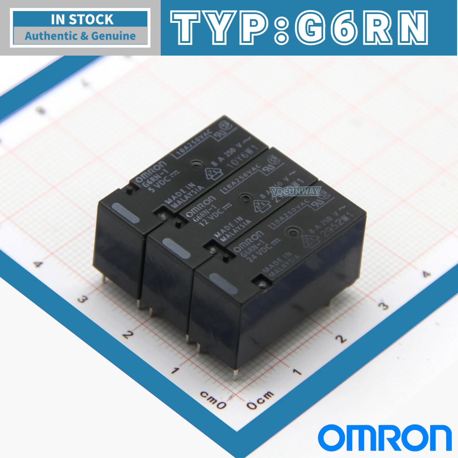 

New Authentic Original Japan OMRON Power Relay G6RN-1 5VDC DC12V 24V 8A 5 PIN