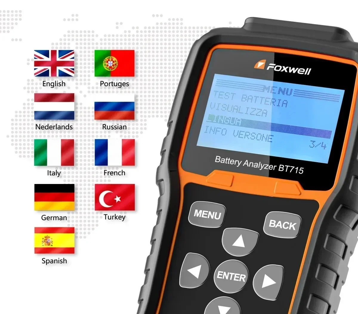 Тестер Аккумуляторов Foxwell BT715 12 В и 24 анализатор аккумуляторов AGM / EFB с плоской