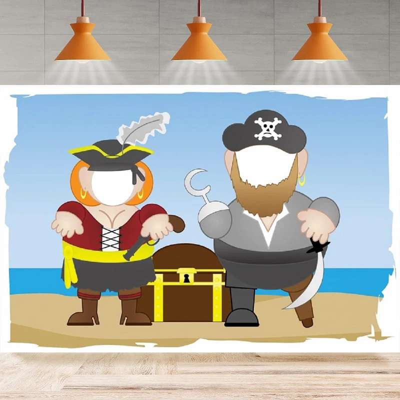 Фон для фотосъемки вечерние мультфильм пиратская тема лицо в фиксации игровой