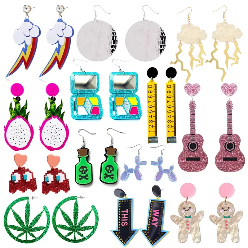 

New in For Women Fashion Charm Eardrop Hip Hop Girls Cute Sweet Exaggeration Special Creativity Tape Fruit Lightning Angel y2k h