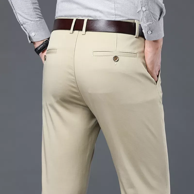 

NEW IN Summer Thin Men's Casual Pants Straight Regular Business Cotton Blend Elasticity Comfortable Trousers Clothing Black
