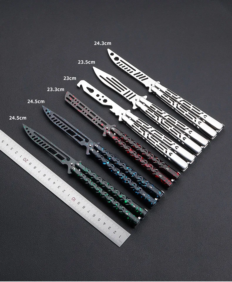 

Butterfly knife csgo perimeter Practice knife Folding knife Uncut ornamental knife 3CR13MOV blade