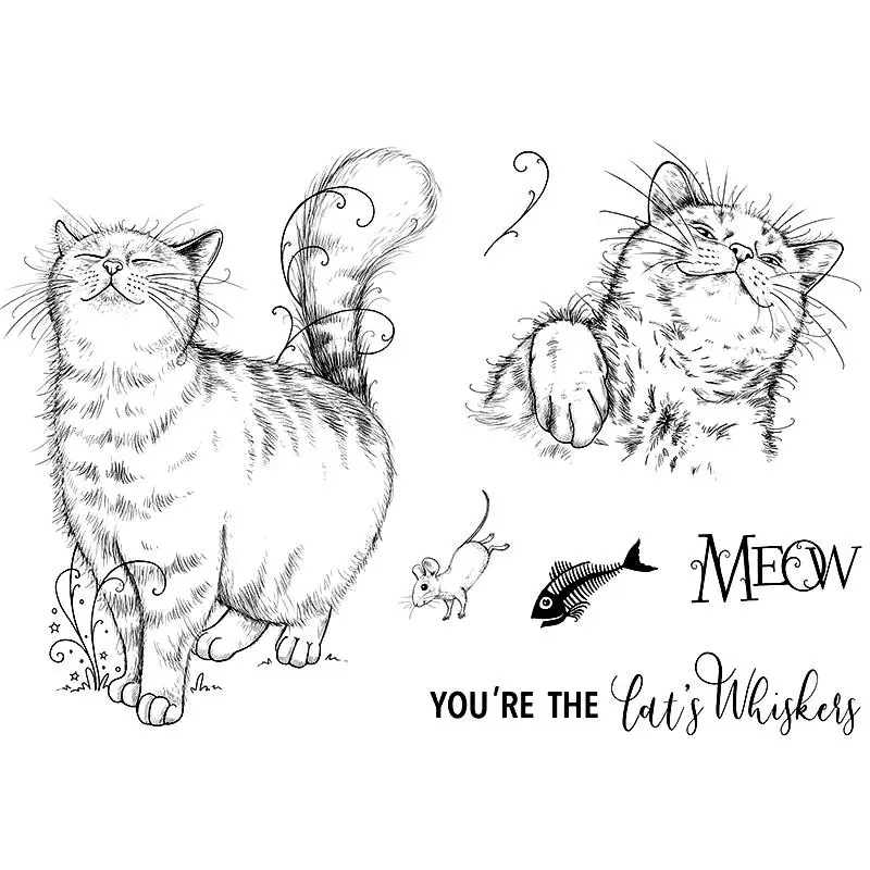 

6x8 дюймов Сказочный кошка прозрачный штамп кошка мышь животные прозрачные силиконовые штампы для «сделай сам» Скрапбукинг ремесла открытк...