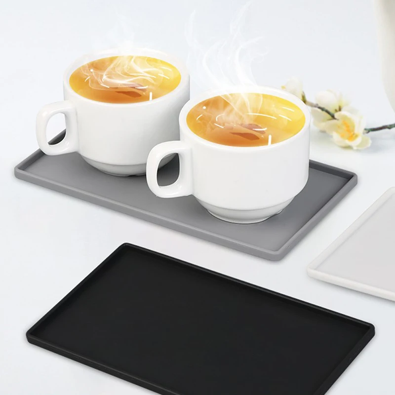 

Silicone Plastic Flat Tray 276mm Square Anti-slip Twistable Stand Mobile Holder Bathroom Soap Tray Coffee Tea Cutlery Holder