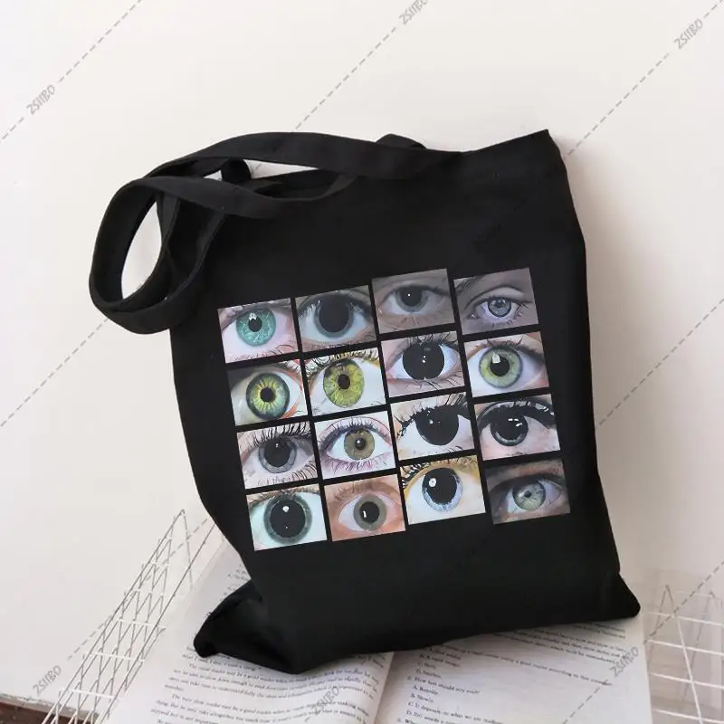 

High street new big capacity Urban shoulder bag punk shopper bag Gothic eye print canvas bag Vintage fashion teenage school bag-