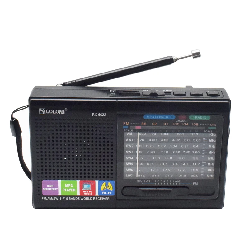 Портативное радио FM AM SW с USB TF картой динамиком карманное для пеших прогулок и
