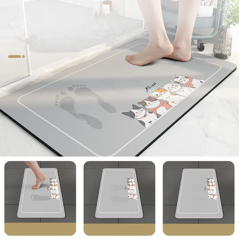 

Mud Hallway Anti Bathroom Quick Dry Mat Slip Absorbent Diatom Soft Bath Entrance Door Cartoon Floor Rug For Foot Mat Doormat