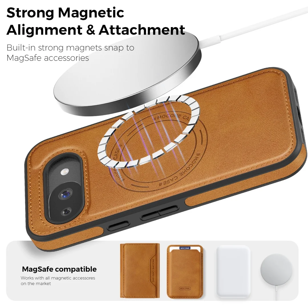 Фото Роскошный кожаный чехол для телефона Magsafe с магнитной фиксацией для Google Pixel 10 8 9 Pro XL 10A 9A, защитный чехол с беспроводной зарядкой №5