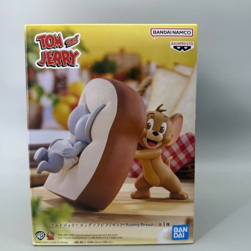 Фото В наличии: Большая мягкая виниловая фигурка Bandai Том и Джерри - Yummy Bread - Таффи, мягкие резиновые фигурки, аниме-модель, игрушка, подарок WY №5