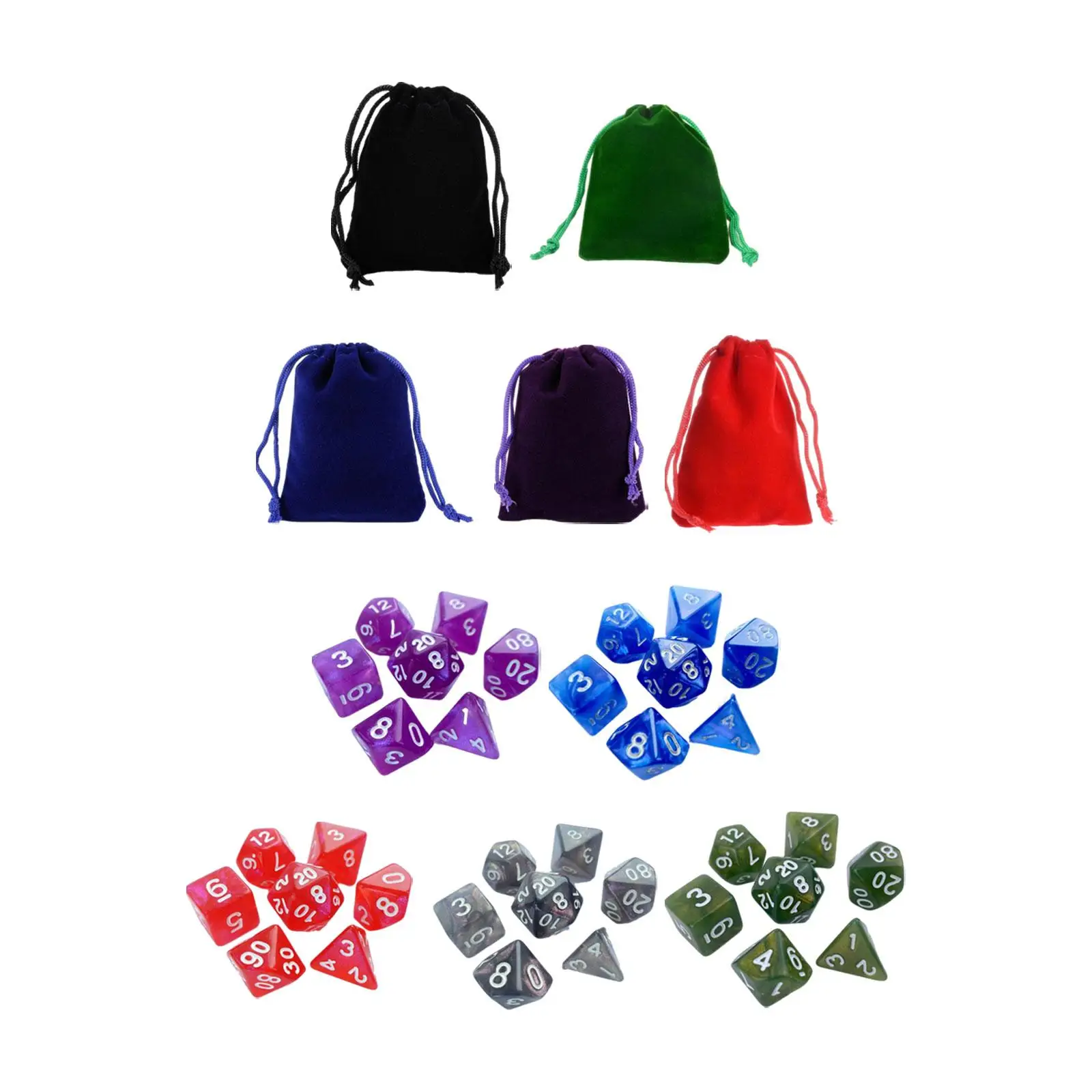 

Многосторонние кубики для ролевых игр, 35x Polyhedral Набор кубиков D20 D12 D10 D8 D6 D4