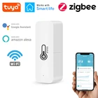 Датчик температуры и влажности Tuya Wi-Fi Zigbee, комнатный гигрометр-контроллер для умного дома, приложение для мониторинга для Alexa Google Home