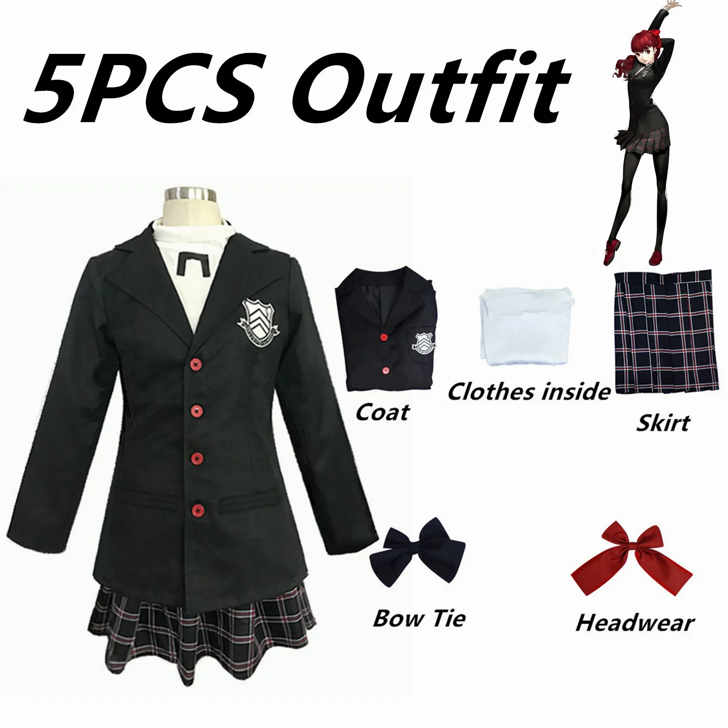 

Школьная форма Persona 5 Kasumi Yoshizawa Ren Amamiya, костюм для косплея, костюм для кампуса P5, полный комплект