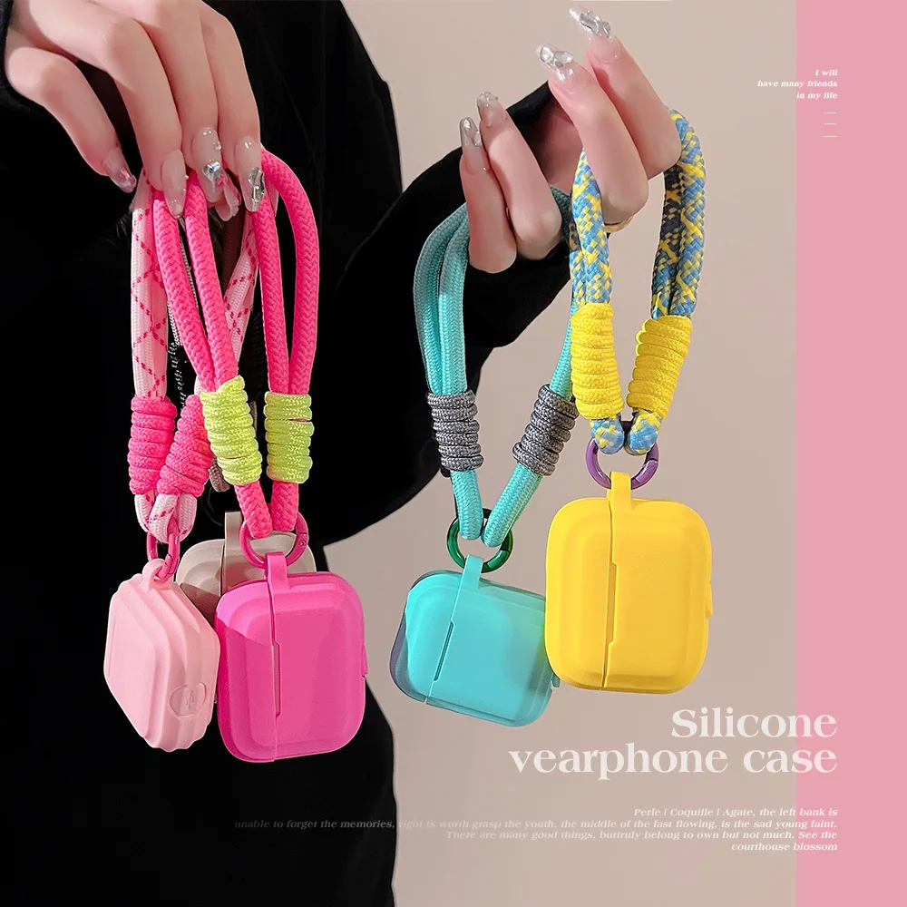 

Colorful Lanyard Headphone Cover For Airpods Pro 2 Soft Silicone Earphone Protective Case For Airpods 1 2 3