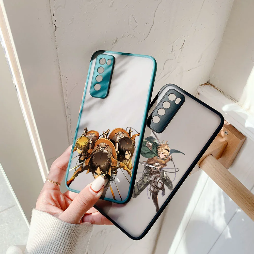 Фото Чехол для телефона Samsung S25 S24 S23 A55 A54 A53 A52 A51 A72 A73 Frosted Attack on Titan Armin Levi, полупрозрачный защитный чехол №2