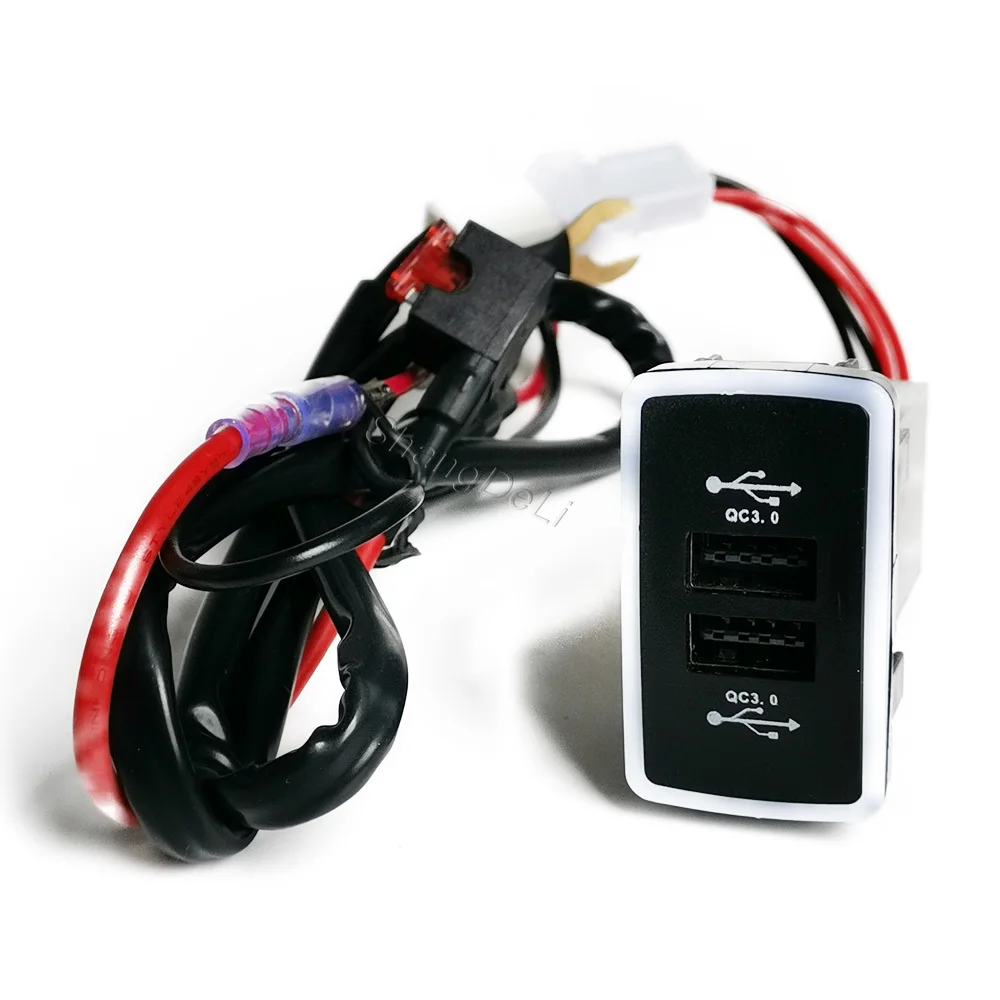 Двойная зарядная розетка для автомобиля с синей LED-подсветкой, USB QC3.0, адаптер для зарядки телефона, подходит для Honda HRV VEZEL 2008-2013 (art.: 3920daaf33dee) - 3920daaf33dee