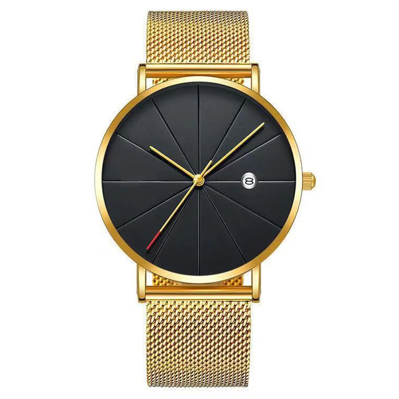 Часы наручные мужские кварцевые с календарем модные простые ультратонкие