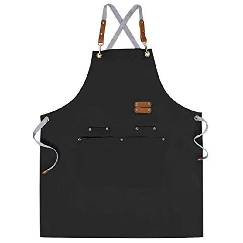 

HOT SALE Chef Apron With Cross Straps, Cotton Canvas Apron, Suitable For Artist Painting, Kitchen Cooking