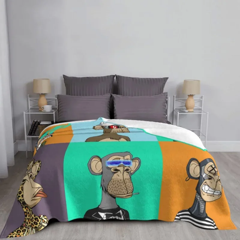 

Bored Ape Yacht Club Bayc Flannel Spring Autumn Animal Plaid Lightweight Throw Blankets For Bedding Outdoor Bedspread