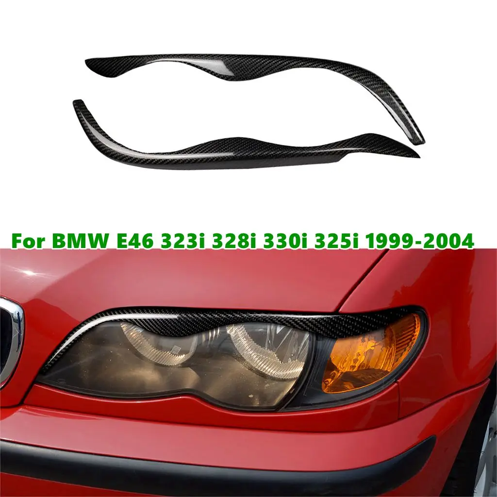 

2Pcs Car Headlight Eyebrow Carbon Fiber Headlight Eyebrow Cover For BMW E46 323i 328i 330i 325i 1999 2000 2001 2002 2003 2004