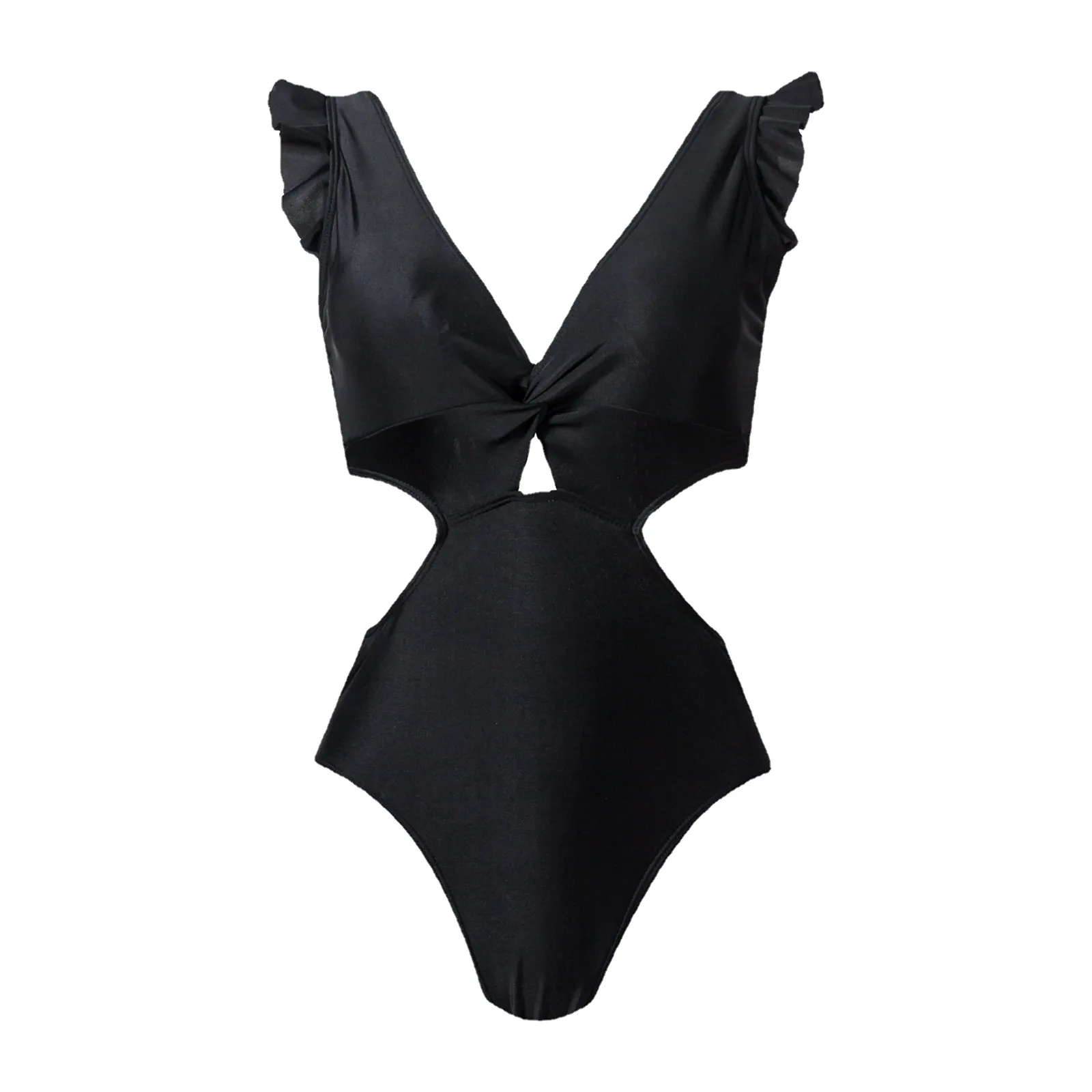 

Женский купальник с высокой талией, V-образным вырезом и открытой спиной