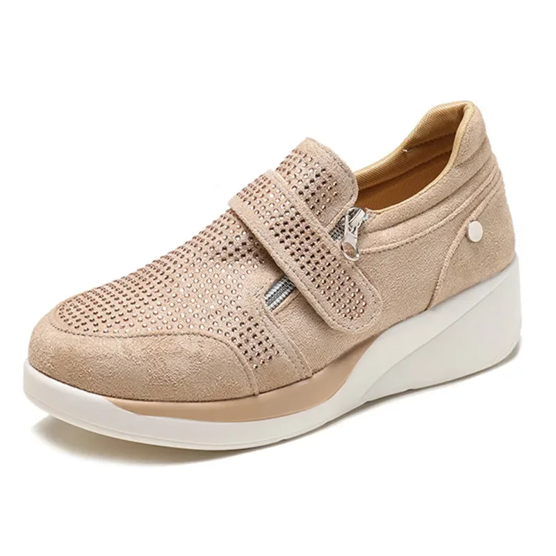 New Unisex Fashion Sneakers Women Shoes Plus Size 43 Glitter Crystal Sneakers Platform Comfort Blue Gold Silver Black Shoes