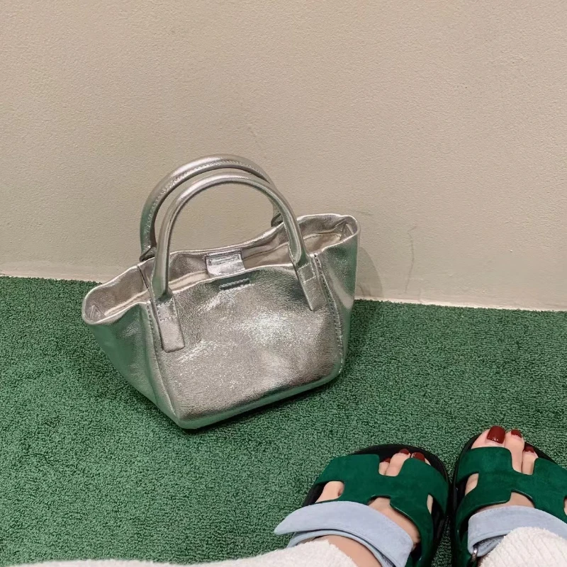 

Простая Винтажная сумочка из серебристой искусственной кожи в Корейском стиле, женская сумка через плечо, летняя новая модная дизайнерская сумка через плечо