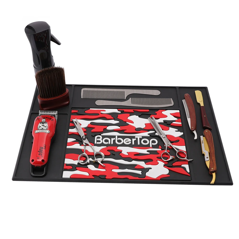 

Camouflage Silicone CushionTray Salon Clippers Pad Flexible NonSlip Storage Heat Insulation Working Pat Barber Organizer Mat