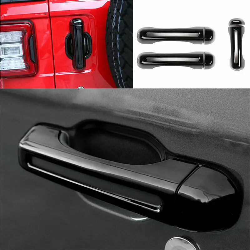 

For Jeep Wrangler 2DR JL 2018-20 ABS Black Exterior Side Door Handle Cover Trim