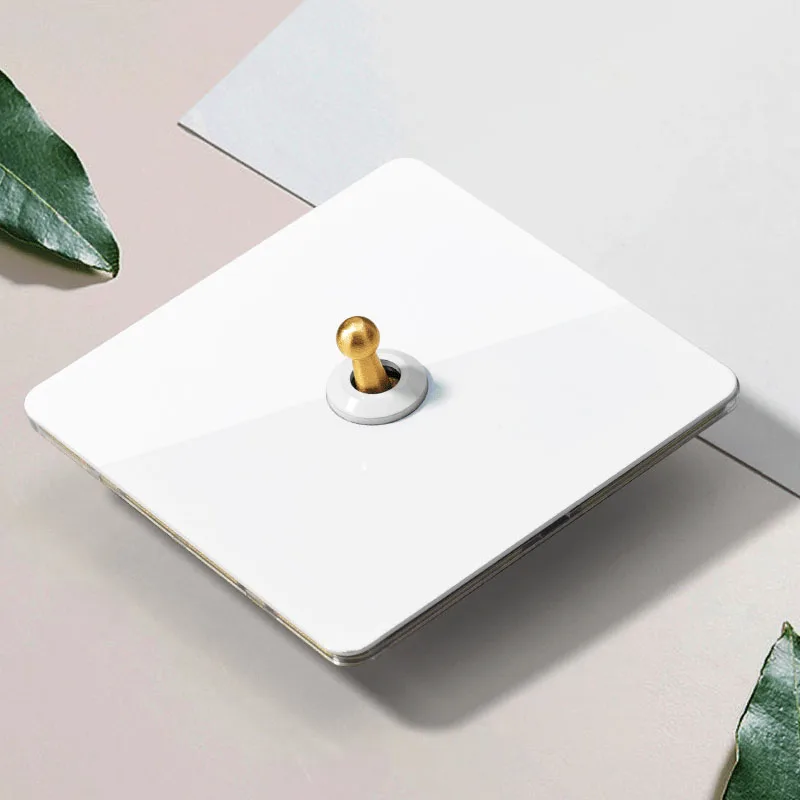 

Wall Light White Stainless Steel Panel 1-4 Gang 2 Way Toggle Switch Knurled Brass Lever Switch EU USB Socket