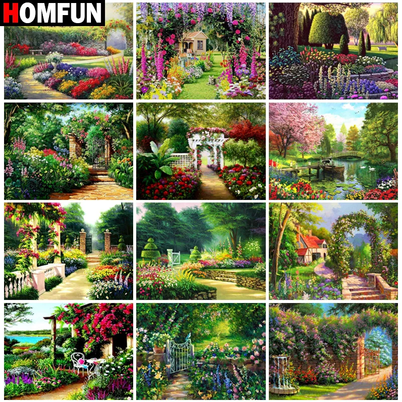 

Алмазная живопись HOMFUN «деревья и цветы», картина из квадратных и круглых страз, 5D Вышивка крестиком, украшение для дома, «сделай сам»