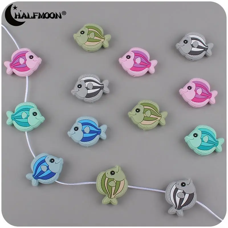 5Pcs Cartoon Fish Shape Mini Silicone Bead Food Grade Teething Bead For Nursing Teether Toy DIY Necklace Bracelet Jewelry Making