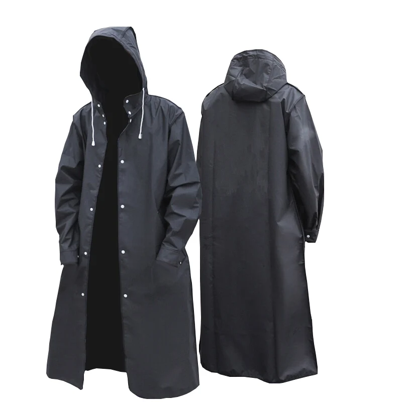 Travel Rain Thickened Fishing Men Coat Hiking Raincoat Long For Waterproof Black Fashion Climbing Women Adult Outdoor Hooded