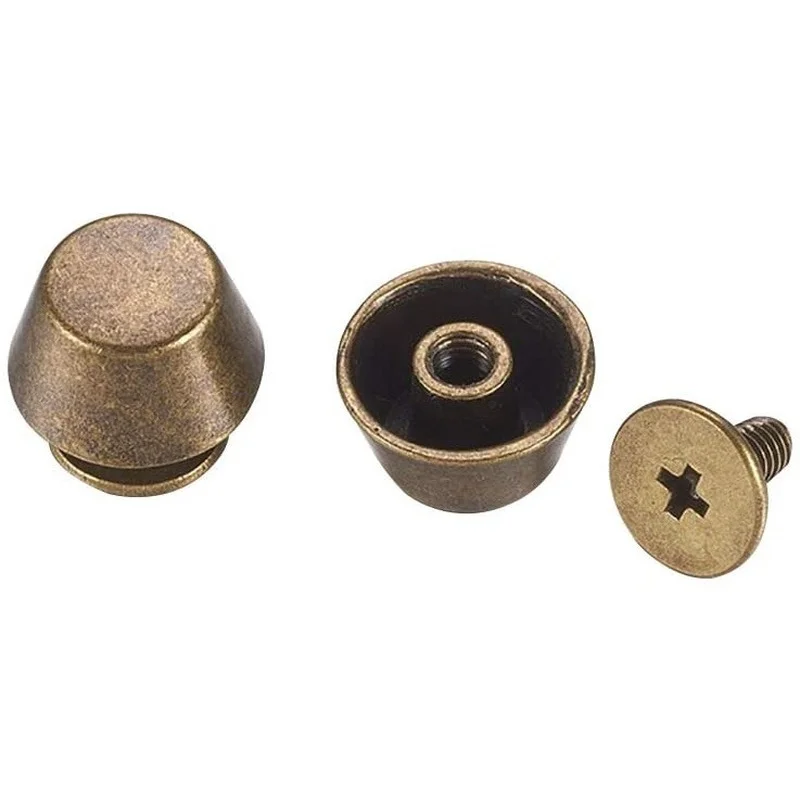 

100Pack Purse Handbag Feet Nailhead Stud Flat Buckle Button Cap Rivets for Leather Craft DIYAntique Bronze