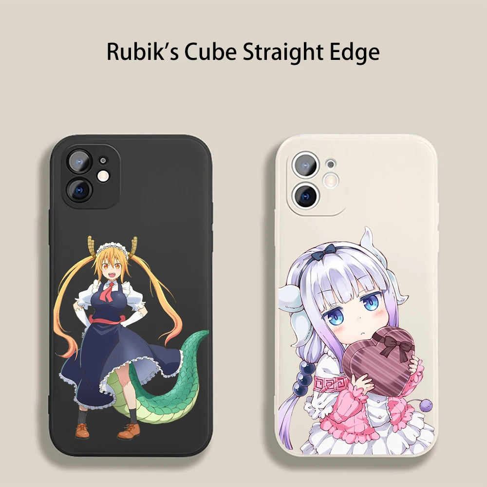

Miss Kobayashi's Dragon Maid Original Square Liquid Silicone Phone Case For iPhone 14 11 12 13 Pro Max X XS XR 7 8 Plus Cover