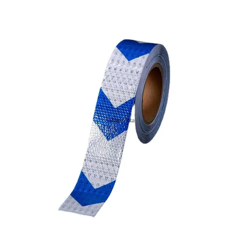 

5CM*25M Blue White Arrow Lattice Reflective Sticker Body Reflector Tape Self-Adhesive Road Traffic Sign Strips Fire Warning Line