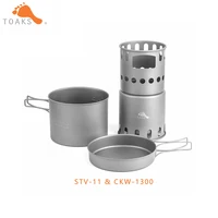 toaks titanium ckw 1300 stv 11 combo set camping equipment cookware and wood stove pot 1300ml outdoor hiking ultralight