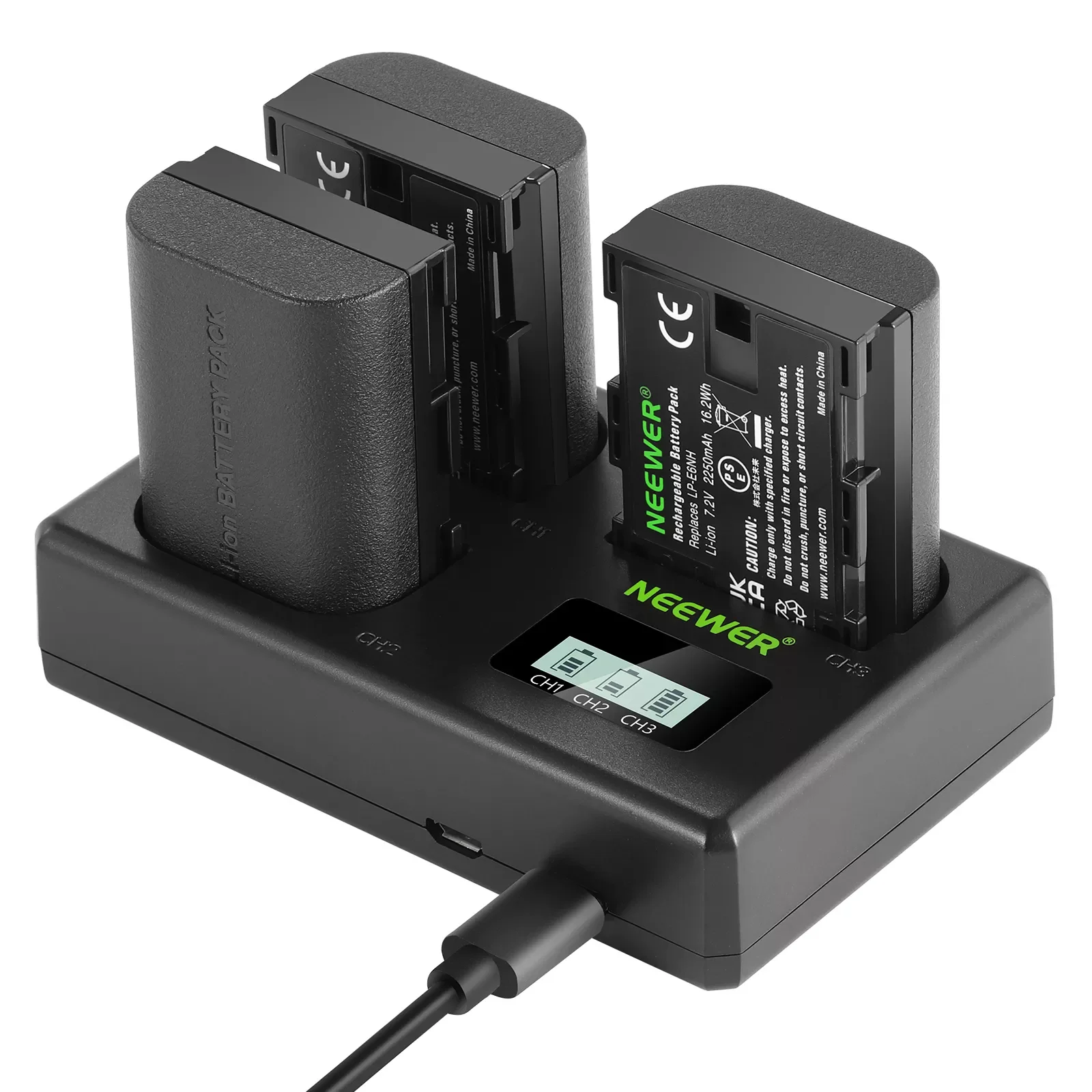 

Новый быстросменный аккумулятор и зарядное устройство USB, 3 шт., 2250 мАч, замена для аккумулятора LP-E6NH и зарядного устройства с тремя слотами USB