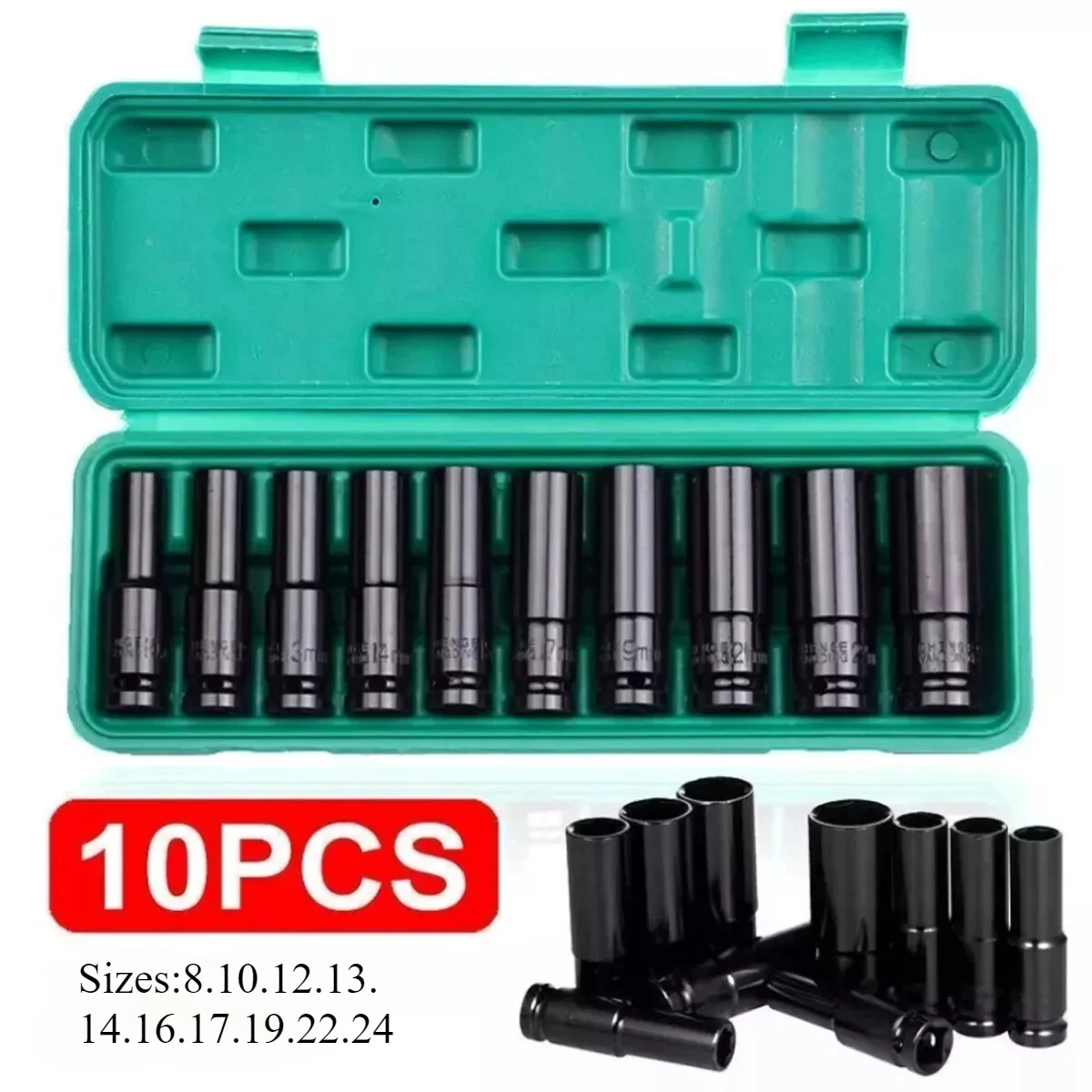 

Набор ударных головок 1/2 дюйма, 10 шт., углеродистая сталь